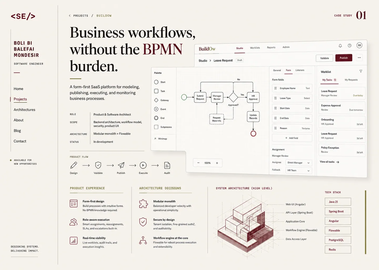 BuildOw workflow studio and architecture overview.